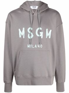 MSGM logo-print cotton hoodie