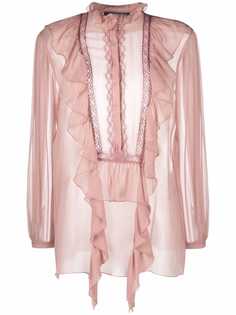Alberta Ferretti long-sleeved ruffled silk blouse