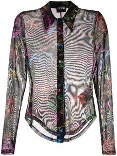 Versace Jeans Couture полупрозрачная рубашка с принтом Baroque
