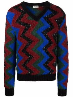 Saint Laurent джемпер из смесовой шерсти с узором зигзаг