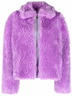 MSGM Short faux-fur zipped jacket