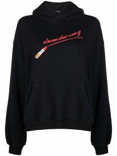 Alexander Wang lipstick logo-embroidered relaxed-fit hoodie