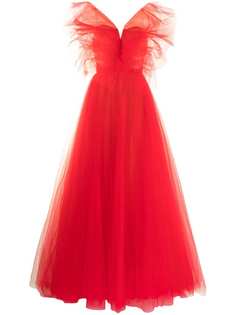 Carolina Herrera V-neck tulle-overlay dress