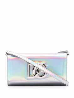 Dolce & Gabbana iridescent logo-plaque leather crossbody bag