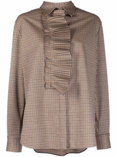 P.A.R.O.S.H. checked ruffle-trim shirt