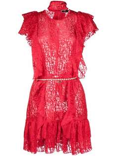 Elisabetta Franchi платье мини с оборками и монограммой