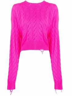Laneus cable-knit distressed-effect jumper