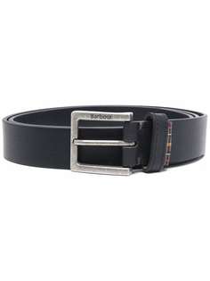 Barbour engraved-buckle leather belt
