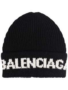 Balenciaga шапка бини вязки интарсия с логотипом