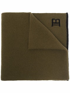 Balmain шарф в рубчик с логотипом