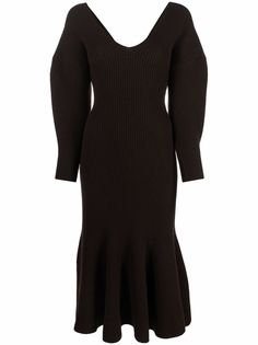 Alexander McQueen платье в рубчик с баской