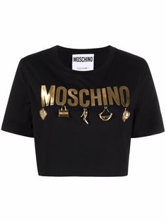 Moschino укороченная футболка с логотипом