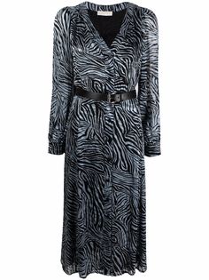Michael Michael Kors платье-рубашка длины миди с зебровым принтом
