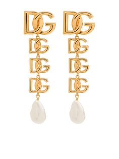 Dolce & Gabbana серьги DG Logo с декоративным жемчугом