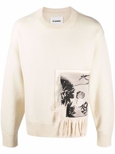 Jil Sander джемпер с принтом и бахромой