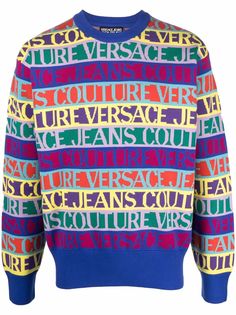 Versace Jeans Couture джемпер вязки интарсия с логотипом