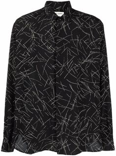 Saint Laurent шелковая рубашка с графичным принтом