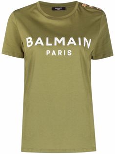 Balmain футболка с логотипом и пуговицами
