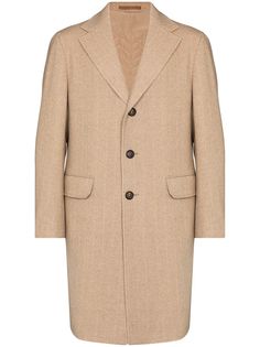 Eleventy однобортное пальто с узором в елочку