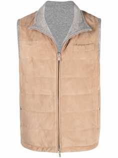 Brunello Cucinelli дутый жилет из кожи