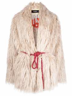 Dsquared2 фактурное пальто с завязками