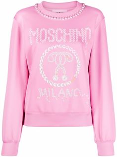 Moschino платье-толстовка с искусственным жемчугом и логотипом