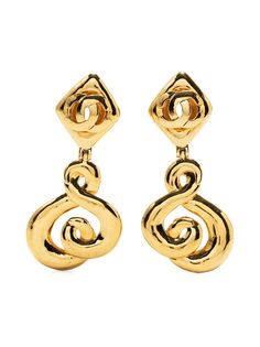 Chanel Pre-Owned серьги-клипсы Rhombus 1997-го года с логотипом CC