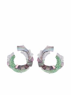 Ananya серьги Mogra Ombré C-Clips из белого золота с камнями