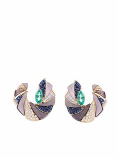 Ananya серьги Miniature Mogra C-Clip из желтого золота с камнями