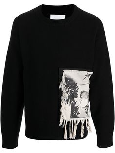 Jil Sander джемпер с бахромой и абстрактным принтом