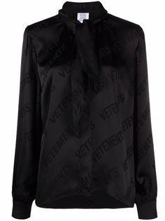 VETEMENTS блузка с бантом и логотипом