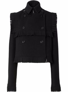 Burberry жакет с воротником и бахромой