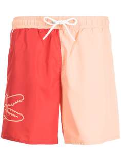 Lacoste двухцветные плавки-шорты с логотипом