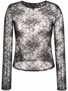 La Perla кружевной топ с длинными рукавами