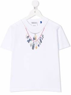 Marcelo Burlon County Of Milan Kids DOUBLE CHAIN FEATHER TEE S/S WHITE BLUE