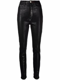 Philipp Plein джинсы с завышенной талией и эффектом металлик