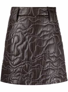 GANNI stitching-embellished A-line skirt