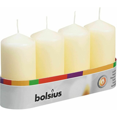 Свеча Bolsius столбик 10х4,8 см кремовая 4 шт