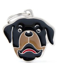 Адресник на ошейник My Family Colors Friends Ротвейлер черный/бежевый/серебристый