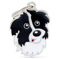 Адресник на ошейник My Family Colors Friends Бордер-колли белый/черный