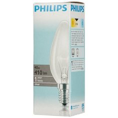 Электрическая лампа Philips свеча/прозрачная 40W E14 CL/B35 (10/100) 4 штуки