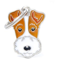 Адресник на ошейник My Family Colors Friends Фокстерьер белый/коричневый/серебристый