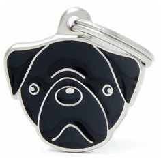 Адресник на ошейник My Family Colors Friends Мопс черный