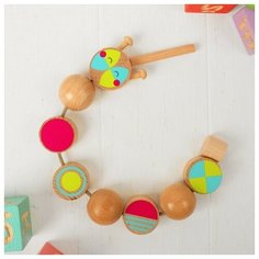 Шнуровка "Гусеница", развивающая деревянная игрушка, 9 деталей Мир деревянных игрушек