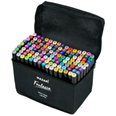 Маркеры (фломастеры) для скетчинга набор 120 цветов Mazari Fantasia (Мазари) профессиональные двусторонние спиртовые | пуля/долото 3.0-6.2 мм | скетч 120 штук | в сумке чехле