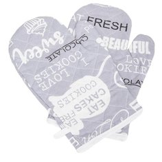 "Прихватка-рукавица ""Мари Санна"" набор из 2 штук; Леттеринг серый 9257-2; Набор из 2 штук"