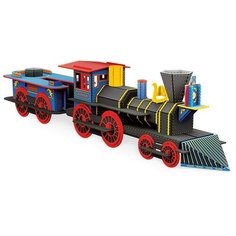 Конструктор картонный 3D + книга. Локомотив. Серия Путешествуй, изучай и исследуй! Геодом