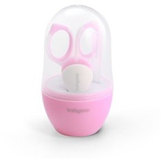 BabyOno Маникюрный набор (ножницы, щипчики, пилочка) в футляре. Цвет розовый.