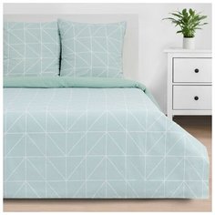Постельное белье евростандарт Этель Mint haze, креп, 2 наволочки 70 х 70 см, бирюзовый
