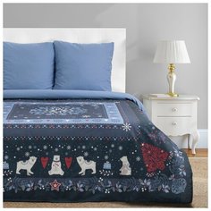 Постельное белье 2-спальное Этель Норвежский праздник, поплин, 2 наволочки 70 х 70 см, синий